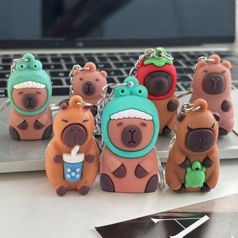 Kawaii Capybara Car Keychain Capibala Doll Backpack Key Ring Auto Interior Decoration Pendant Gifts in Saudi Arabia