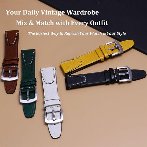 XIDESSEN Leather Bands Compatible with Timex Expedition Scout 40mm/Acadia 40mm/Weekender 38mm/Field 43mm/Rugged Core Analog,20mm Vintage Leather Quick Release Watch Strap For Men Women in Saudi Arabia