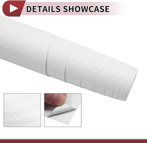 White Carbon Fiber Pattern Protective Car Wrap Film 3ft x 5ft Exterior Interior Vinyl Wrap Cover 5.5mil PVC 1 Pc Universal in Saudi Arabia