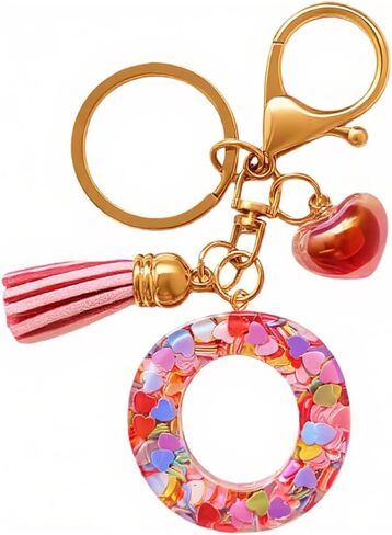 LIULIANXL Colorful Initial Letter Keychain for Women Girls with Tassel Heart Charm Alphabet Keychain for Backpack School Bag in Saudi Arabia