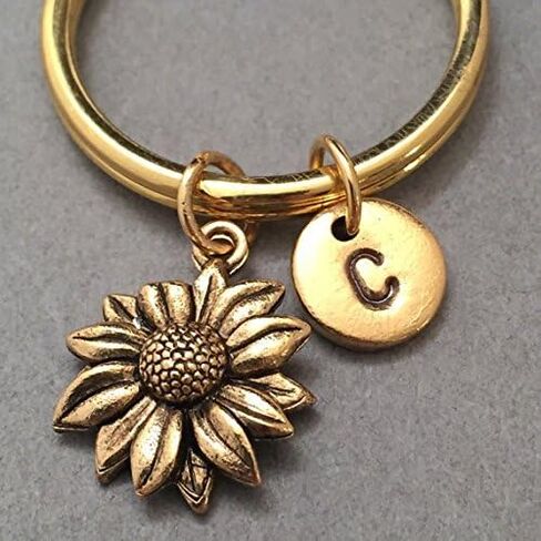 Sunflower keychain, sunflower charm, flower, personalized, initial, customized, monogram in Kuwait