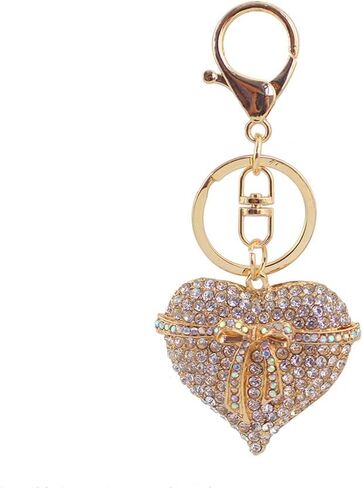One Pack Cute Bowknot Ribbon Heart Heart Rhinestone Car Keychain Ring Chain Gift Bag Buckle Holder Holder in Saudi Arabia
