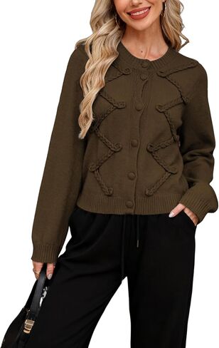 SKIKYAN Womens Fall Knit Cardigans Chunky Button Down Long Sleeve Sweaters Outfits Crochet Coats in Saudi Arabia