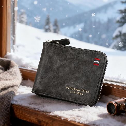 Zipper Wallets for Men, Multi-Card Wallet, Genuine Leather RFID Blocking Wallet, with Multiple Card Slots and Coin Pocket in Saudi Arabia