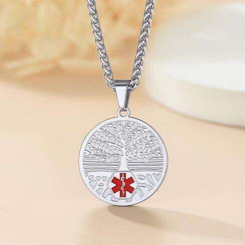 Custom4U Medical Alert Necklace for Women Men Personalized Stainless steel Medical ID Tag Tag with Name Engraved in Saudi Arabia