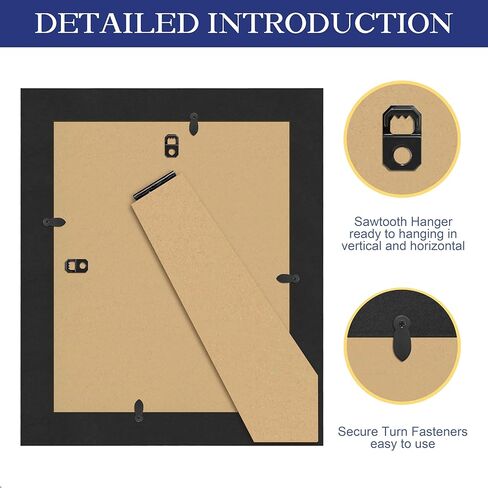 An&He 8x10 Picture Frame, Classic Wooden Style Frame with PS Cover for Home and Office Decor – Black in Saudi Arabia