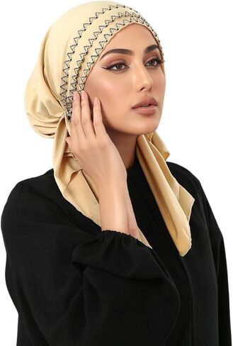 LMVERNA Pre-Tied Beanie Cap Women Headwear Turban Beanie Caps Head Wrap Headscarf for Women Sleep Hair Cover Hat in Saudi Arabia