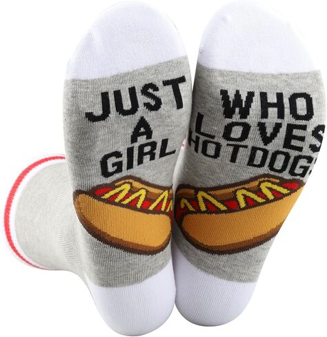 G2TUP Funny Hot Dogs Socks Hot Dogs Lover Gift Just A Girl Who Loves Hot Dogs Socks Hot Dogs Lover Merch in Saudi Arabia