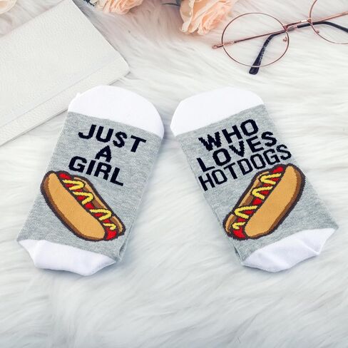G2TUP Funny Hot Dogs Socks Hot Dogs Lover Gift Just A Girl Who Loves Hot Dogs Socks Hot Dogs Lover Merch in Saudi Arabia