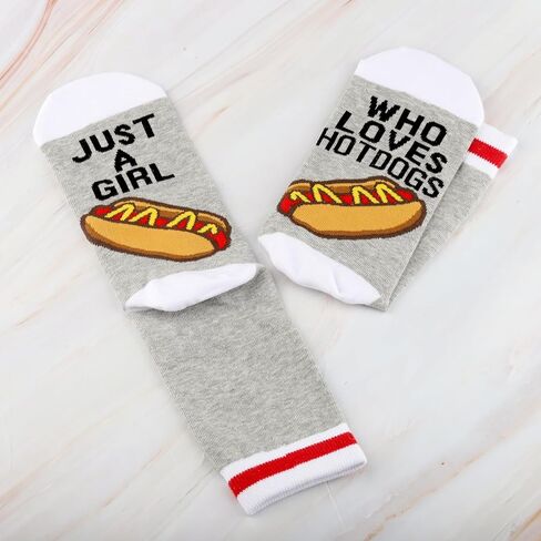 G2TUP Funny Hot Dogs Socks Hot Dogs Lover Gift Just A Girl Who Loves Hot Dogs Socks Hot Dogs Lover Merch in Saudi Arabia