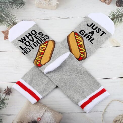 G2TUP Funny Hot Dogs Socks Hot Dogs Lover Gift Just A Girl Who Loves Hot Dogs Socks Hot Dogs Lover Merch in Saudi Arabia