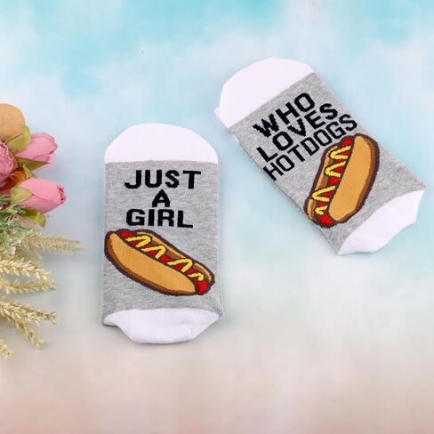 G2TUP Funny Hot Dogs Socks Hot Dogs Lover Gift Just A Girl Who Loves Hot Dogs Socks Hot Dogs Lover Merch in Saudi Arabia