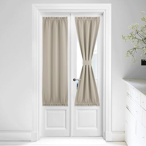 Natural Sidelight Door Window Curtains - Privacy French Curtains Thermal Insulate Window Covering for Patio Glass Front Door, 25 inch x 64 inch, 1 Panel in Saudi Arabia