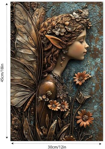 Fairy Among Flowers Vintage Rustic Canvas Wall Art - 12x18in Unframed Poster- Home & Office Decor for Living Room, Bedroom, Kitchen & Cafe in Saudi Arabia