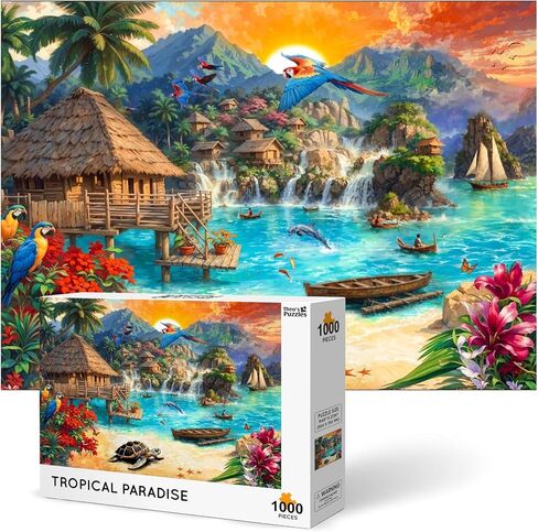 Theo's Puzzles Lazy Cats Beach Puzzles for Adults 1000 Pieces - Jigsaw Puzzles for Relaxing in Kuwait