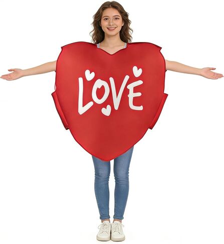 Qiknird Red Heart Costume Adult, Valentine Day Costume for Adult, Heart Outfit for Mothers Day Anniversary Cosplay Valentines, Funny Cosplay Halloween Outfit Accessory in Saudi Arabia