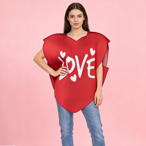 Qiknird Red Heart Costume Adult, Valentine Day Costume for Adult, Heart Outfit for Mothers Day Anniversary Cosplay Valentines, Funny Cosplay Halloween Outfit Accessory in Saudi Arabia