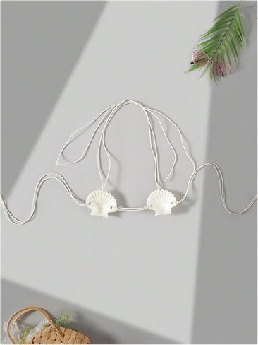 SweatyRocks Women's Sexy Shell Bikini Top Halter Triangle Tie Backless Swimsuit Tops in Saudi Arabia