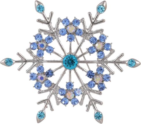 Christmas Blue Snowflake Brooch Pin for Women Dainty Rhinestone CZ Winter Flower Lapel Pins Christmas Snowflake Brooch Christmass Xmas New Year Gifts in Saudi Arabia
