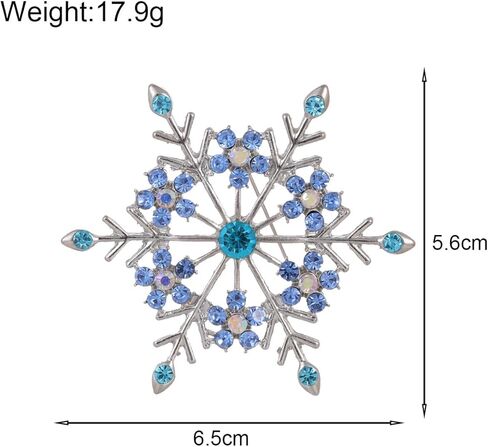 Christmas Blue Snowflake Brooch Pin for Women Dainty Rhinestone CZ Winter Flower Lapel Pins Christmas Snowflake Brooch Christmass Xmas New Year Gifts in Saudi Arabia