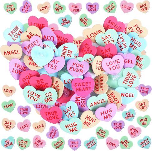 Ceenna 100 Pcs Valentine's Lapel Pins Bulk for Women Conversation Heart Pins Pastel Candy Heart Love Enamel Brooch Gifts for Clothes Backpacks Bags Hats Accessories Decor, 10 Styles in Saudi Arabia