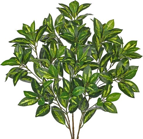 Arborus 33 بوصة من أوراق ماغنوليا الصناعية سيقان خضراء لترتيبات الزهور، 3 قطع من فروع الأوراق الاصطناعية لقطع مركزية لطاولات الزفاف، نباتات خضراء وهمية لديكور المنزل والمكتب in Kuwait
