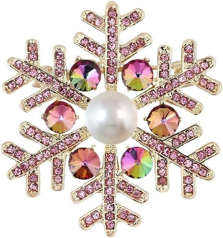 Christmas Blue Snowflake Brooch Pin for Women Dainty Rhinestone CZ Winter Flower Lapel Pins Christmas Snowflake Brooch Christmass Xmas New Year Gifts in Saudi Arabia