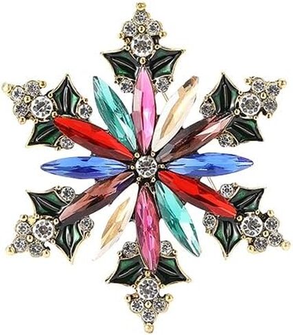 Christmas Blue Snowflake Brooch Pin for Women Dainty Rhinestone CZ Winter Flower Lapel Pins Christmas Snowflake Brooch Christmass Xmas New Year Gifts in Saudi Arabia