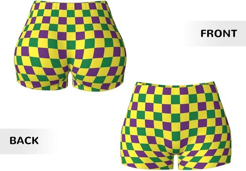 شورت Mardi Gras نسائي منقوش بخصر عالٍ للتمارين الرياضية والجري والمشي لمسافات طويلة وراكبي الدراجات واليوجا وصالة الألعاب الرياضية in Kuwait