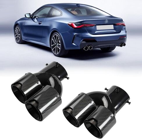 ألياف الكربون نصيحة العادم المزدوجة لـ BMW G23 M440I G20 G21 M340I G42 M240I Tailpipe Tailpipe Tail (2PCS مقاوم للصدأ) in Kuwait