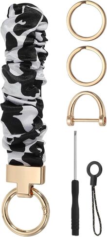 MECCANIXITY Scrunchie Keychain Wristlet, Cute Wrist Lanyard with D Ring & Key Rings Elastic Wristlet Keychain in Saudi Arabia