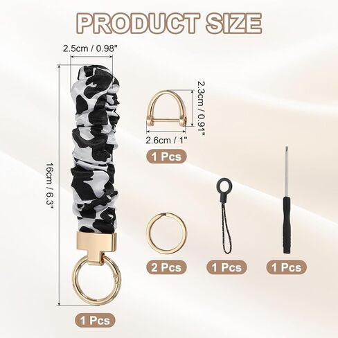 MECCANIXITY Scrunchie Keychain Wristlet, Cute Wrist Lanyard with D Ring & Key Rings Elastic Wristlet Keychain in Saudi Arabia