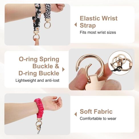 MECCANIXITY Scrunchie Keychain Wristlet, Cute Wrist Lanyard with D Ring & Key Rings Elastic Wristlet Keychain in Saudi Arabia