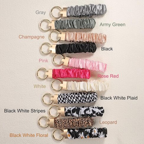 MECCANIXITY Scrunchie Keychain Wristlet, Cute Wrist Lanyard with D Ring & Key Rings Elastic Wristlet Keychain in Saudi Arabia