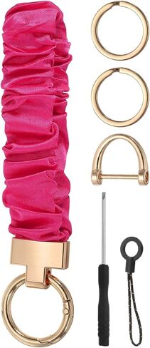 MECCANIXITY Scrunchie Keychain Wristlet, Cute Wrist Lanyard with D Ring & Key Rings Elastic Wristlet Keychain in Saudi Arabia