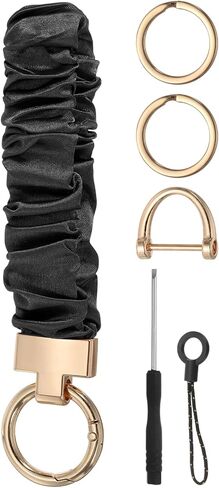 MECCANIXITY Scrunchie Keychain Wristlet, Cute Wrist Lanyard with D Ring & Key Rings Elastic Wristlet Keychain in Saudi Arabia