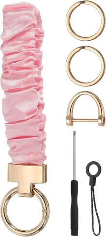 MECCANIXITY Scrunchie Keychain Wristlet, Cute Wrist Lanyard with D Ring & Key Rings Elastic Wristlet Keychain in Saudi Arabia