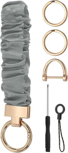 MECCANIXITY Scrunchie Keychain Wristlet, Cute Wrist Lanyard with D Ring & Key Rings Elastic Wristlet Keychain in Saudi Arabia
