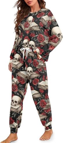 Daulesho Galaxy Women's 2 Piece Pajama Sets Halloween Pumpkin Long Sleeve Pants Loungewear Highland Cattle Matching Outfits in Saudi Arabia
