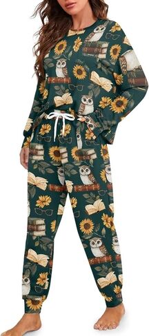 Daulesho Galaxy Women's 2 Piece Pajama Sets Halloween Pumpkin Long Sleeve Pants Loungewear Highland Cattle Matching Outfits in Saudi Arabia
