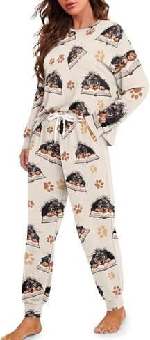 Daulesho Galaxy Women's 2 Piece Pajama Sets Halloween Pumpkin Long Sleeve Pants Loungewear Highland Cattle Matching Outfits in Saudi Arabia