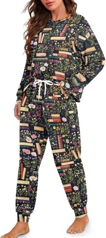 Daulesho Galaxy Women's 2 Piece Pajama Sets Halloween Pumpkin Long Sleeve Pants Loungewear Highland Cattle Matching Outfits in Saudi Arabia