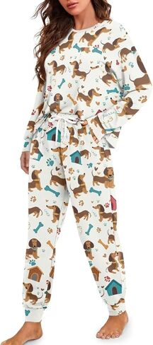 Daulesho Galaxy Women's 2 Piece Pajama Sets Halloween Pumpkin Long Sleeve Pants Loungewear Highland Cattle Matching Outfits in Saudi Arabia