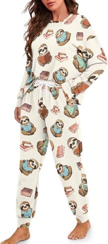 Daulesho Galaxy Women's 2 Piece Pajama Sets Halloween Pumpkin Long Sleeve Pants Loungewear Highland Cattle Matching Outfits in Saudi Arabia