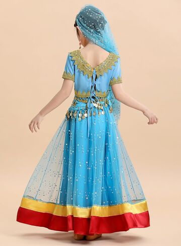 ZYACTU Girls Aladdin Jasmine Princess Dress Up Party Costume Belly Dance Halloween Costumes in Saudi Arabia