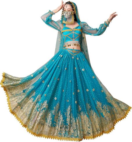 ZYACTU Girls Aladdin Jasmine Princess Dress Up Party Costume Belly Dance Halloween Costumes in Saudi Arabia