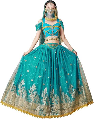 ZYACTU Girls Aladdin Jasmine Princess Dress Up Party Costume Belly Dance Halloween Costumes in Saudi Arabia