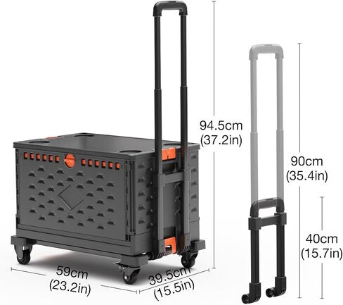Folding Hand Truck, 500 LB Heavy Duty Luggage Cart, Portable Utility Dolly Platform Cart with Retractable Handle & 6 Wheels & 2 Elastic Ropes for Luggage, Moving, Travel, Shopping, Office Use in Saudi Arabia