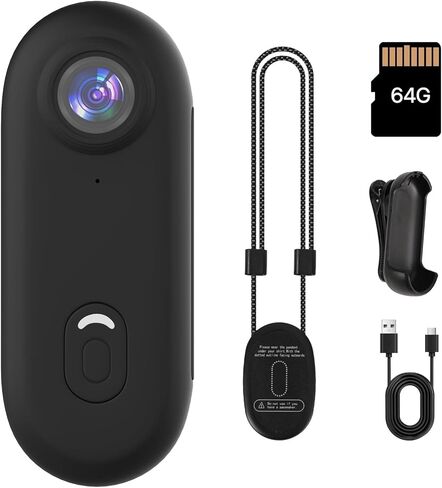 Li&Lu 4K Thumb Action Camera, Sports & Action Video Cameras Portable (with 64G-Card, Black) in Saudi Arabia