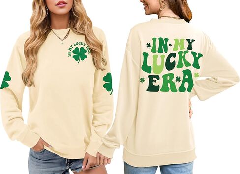 ALIREVERIE Womens St Patricks Long Sleeve Shirt Shamrock Graphic Irish Crewneck Sweatshirts in Saudi Arabia